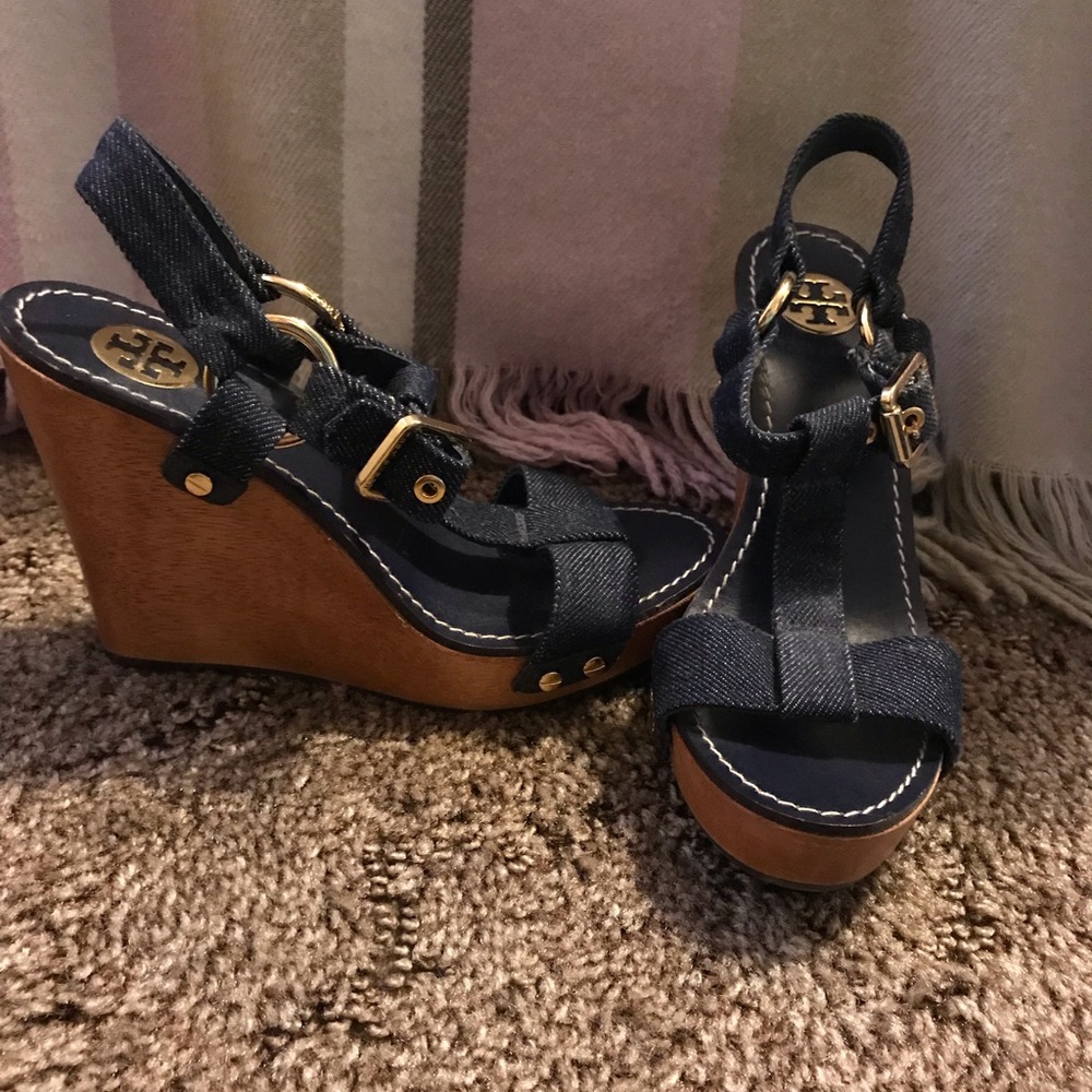 NEW- never worn Tory Burch wedges